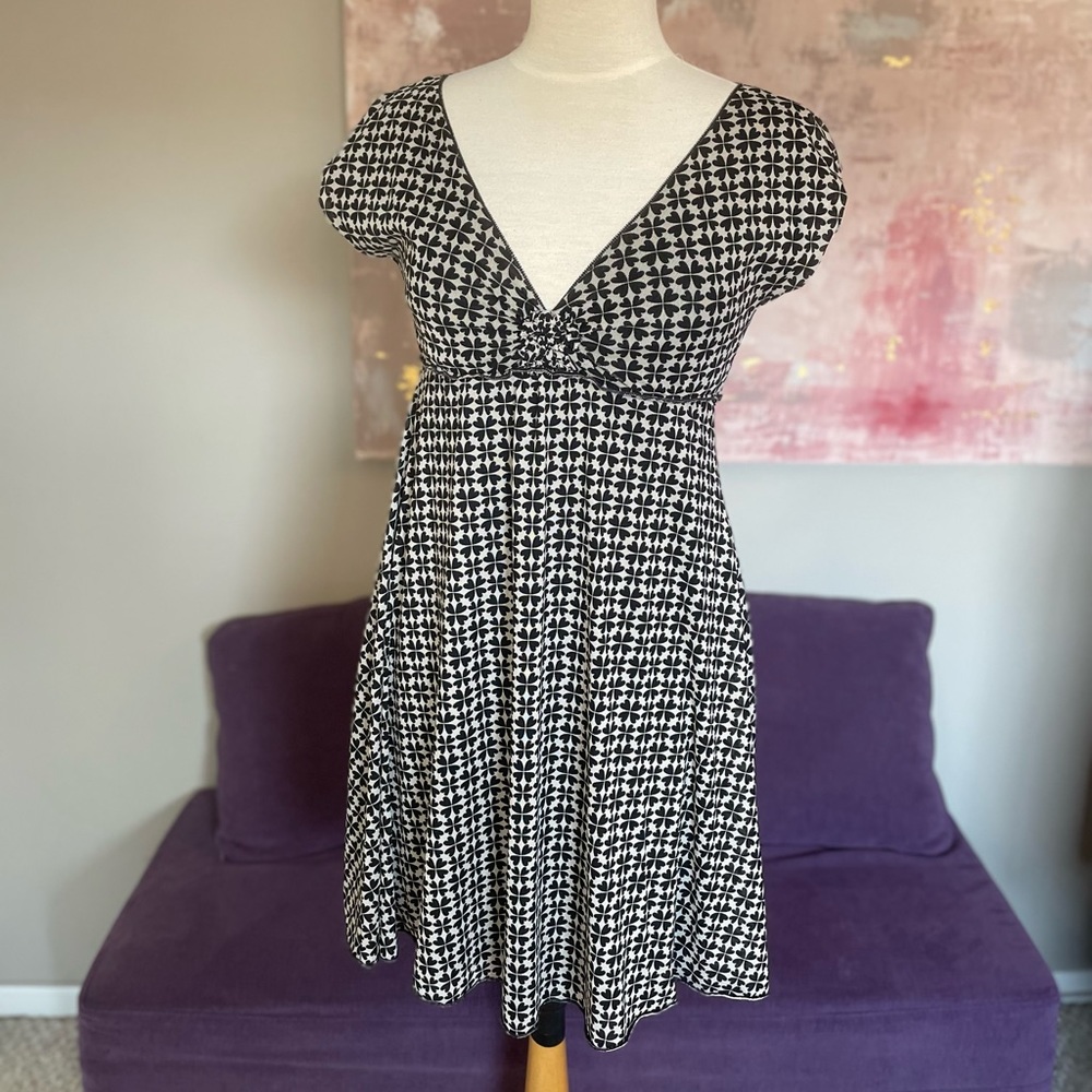 Max Studio‎ Black and White Print Baby Doll Dress Light Weight Size XS